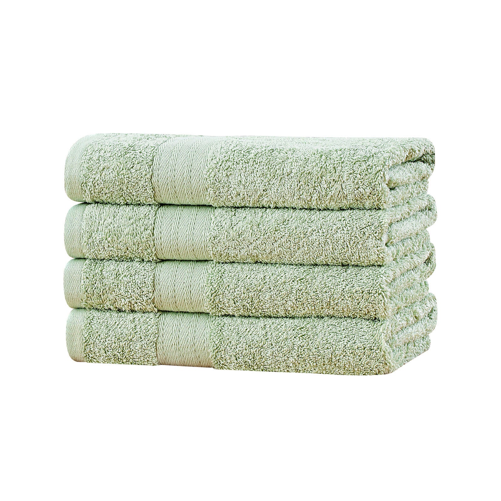 Linenland Bath Towel 4 Piece Cotton Hand Towels Set - Sage Green - 0