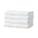 Linenland Bath Towel 4 Piece Cotton Hand Towels Set - White-2