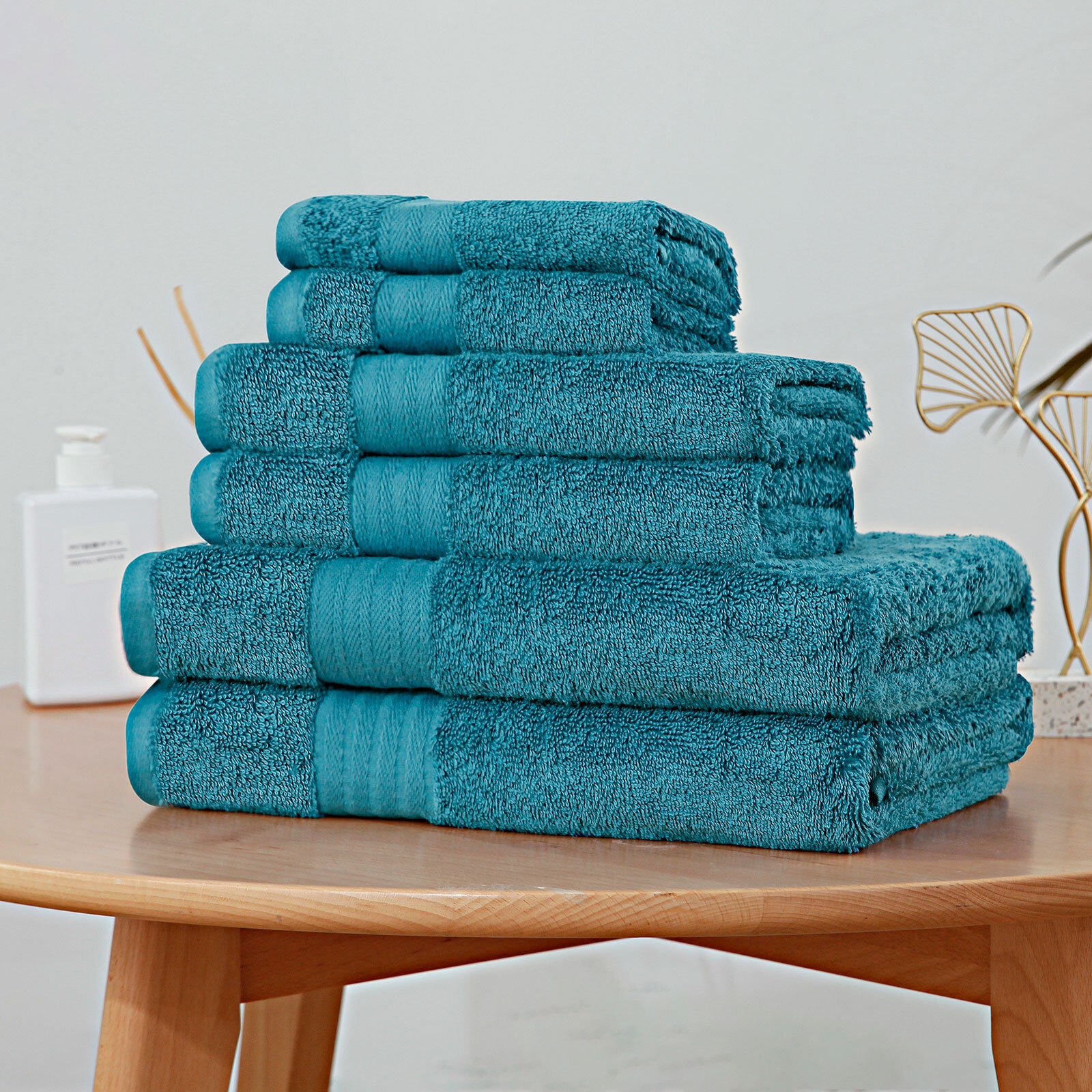 Luxury 6 Piece Soft and Absorbent Cotton Bath Towel Set - Blue - 0