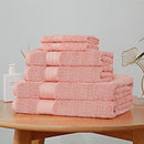 Luxury 6 Piece Soft and Absorbent Cotton Bath Towel Set - Coral-2
