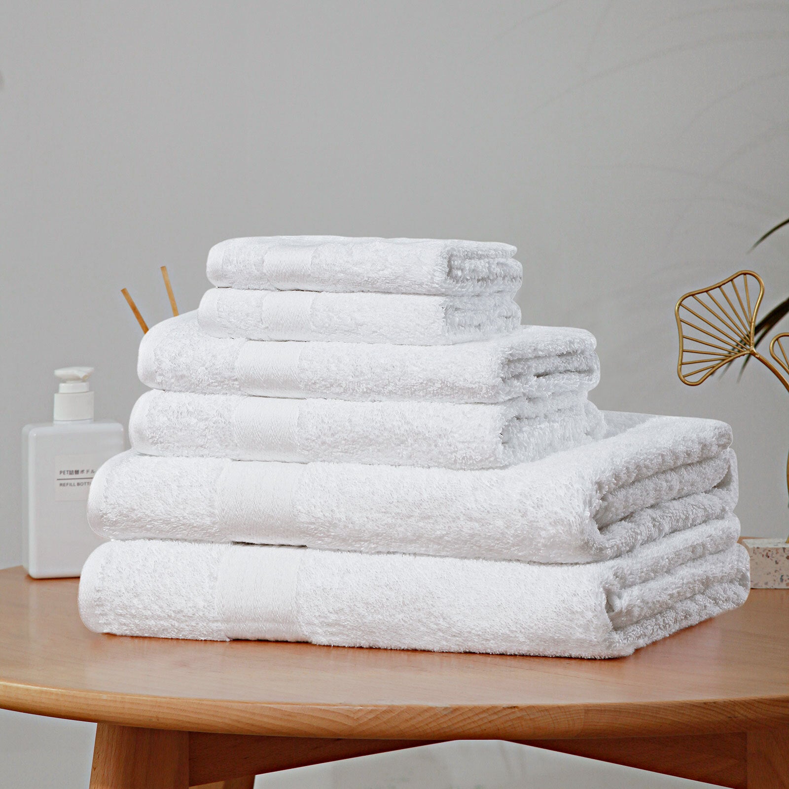 Luxury 6 Piece Soft and Absorbent Cotton Bath Towel Set - White - 0