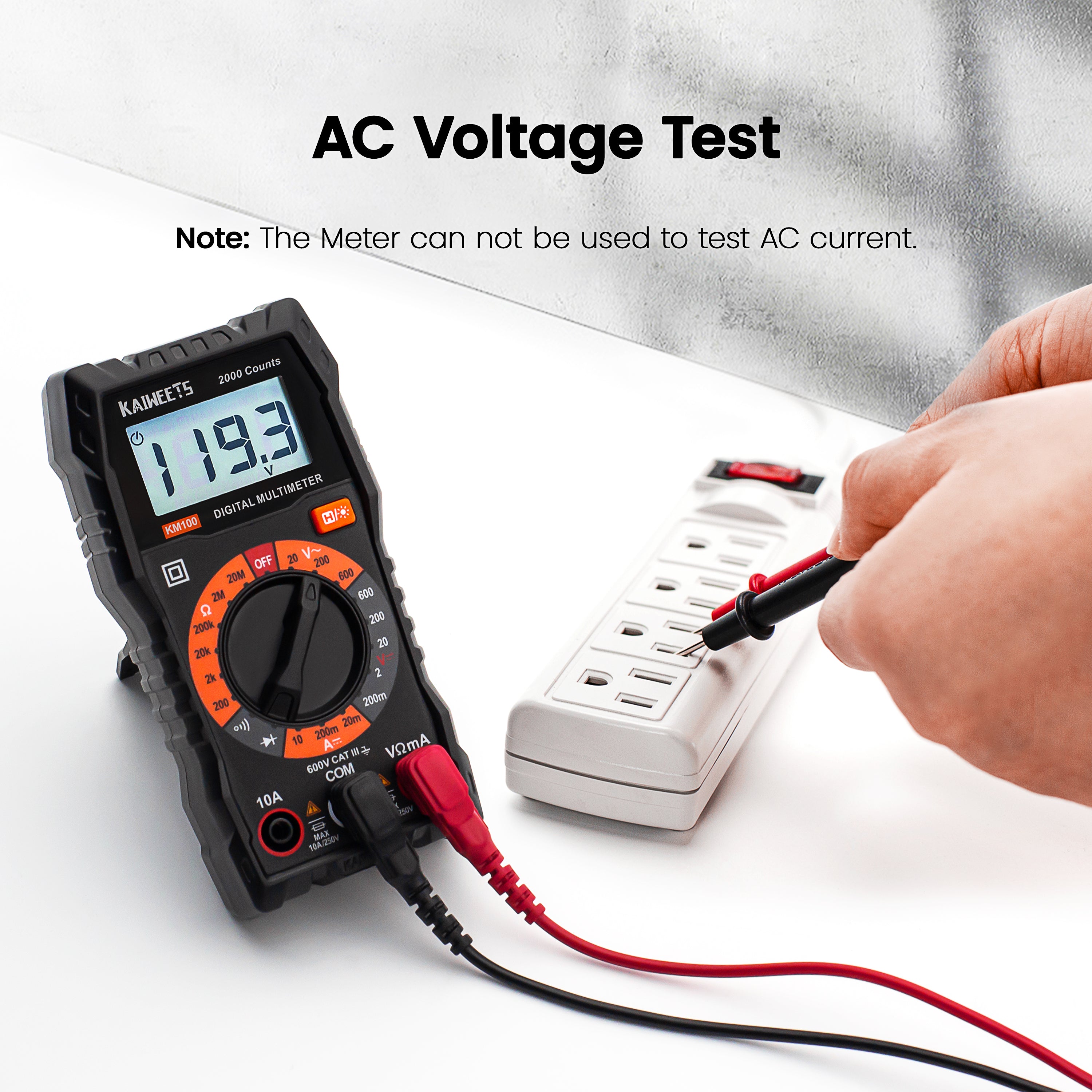 KAIWEETS Digital Multimeter with Case, DC AC Voltmeter, Ohm Volt Amp Test Meter and Continuity Test Diode Voltage Tester for Household Outlet, Automotive Battery Test (Anti-Burn with Double Fuses) - 0