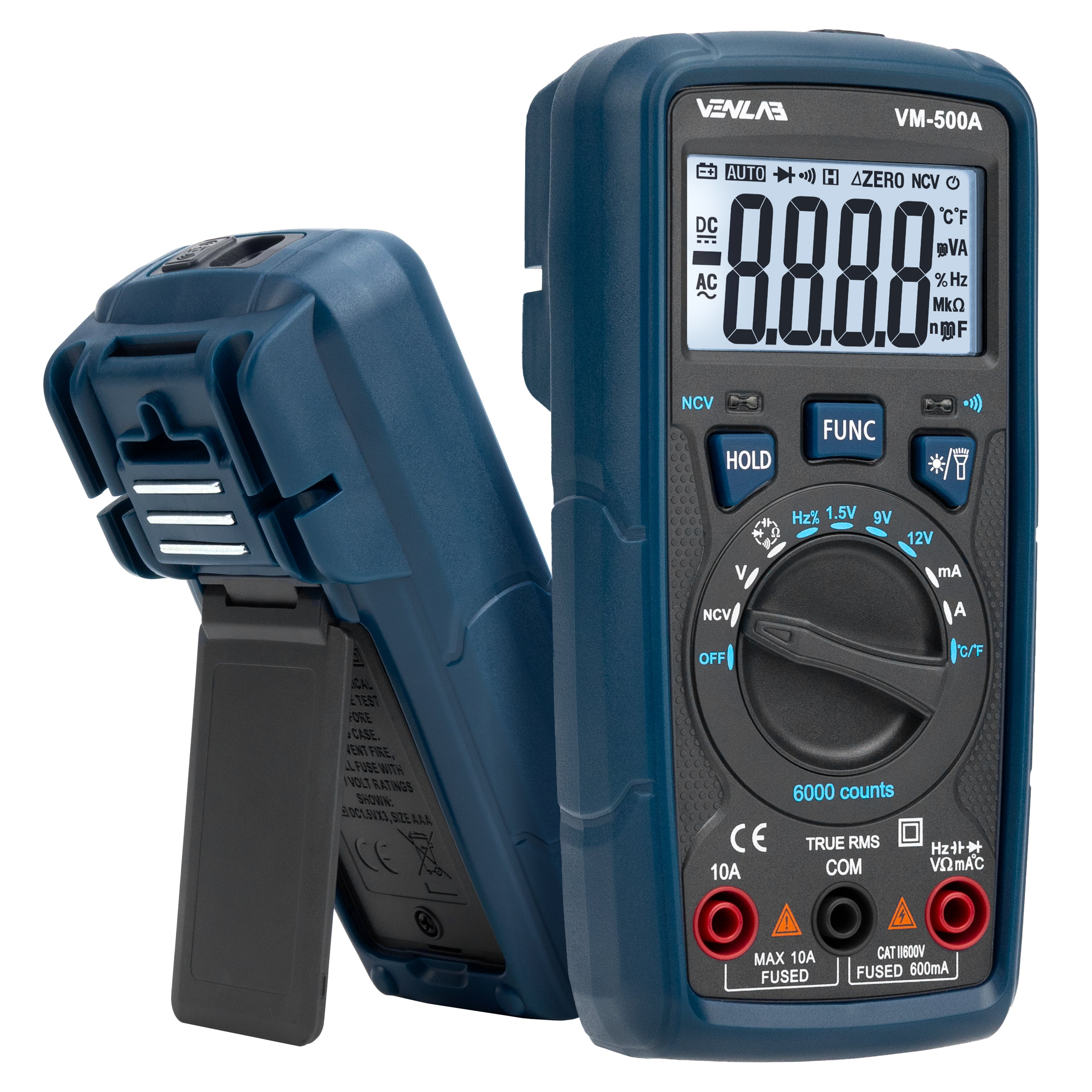 VENLAB Digital Multimeter VM500A TRMS 6000 Counts Volt Ohm Amp Continuity Meter - 0