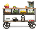 Wooden Kitchen Island Trolley Cart on Wheels with Drawers and 3 Level Storage-1
