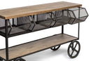 Wooden Kitchen Island Trolley Cart on Wheels with Drawers and 3 Level Storage-4