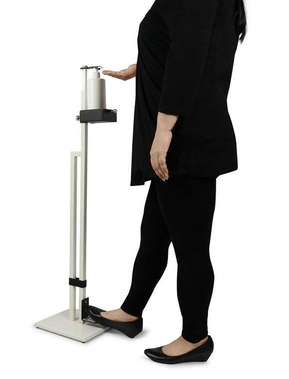 Lirash Touch Free Hand Sanitiser Dispenser Station Floor Stand Foot Operated - White Black