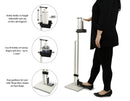 Lirash Touch Free Hand Sanitiser Dispenser Station Floor Stand Foot Operated - White Black-2