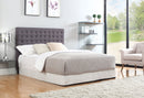 Bed Head King Charcoal Headboard Upholstery Fabric Tufted Buttons-1