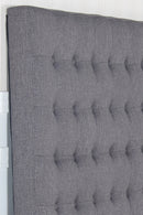 Bed Head Queen Charcoal Headboard Upholstery Fabric Tufted Buttons-5