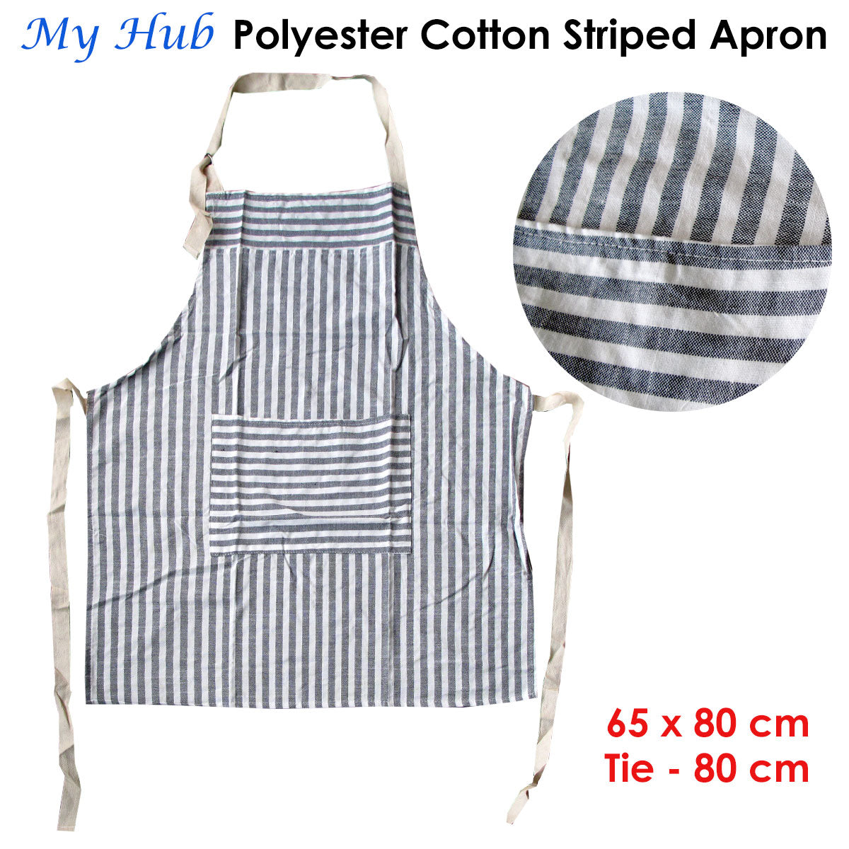 My Hub Polyester Cotton Striped Apron - 0