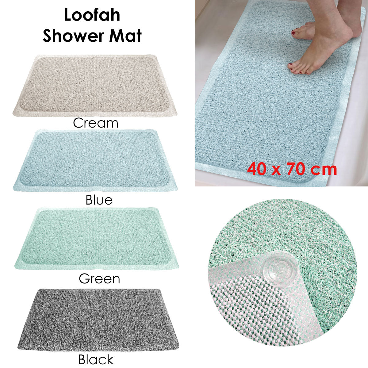 Loofah Shower Mat Blue - 0