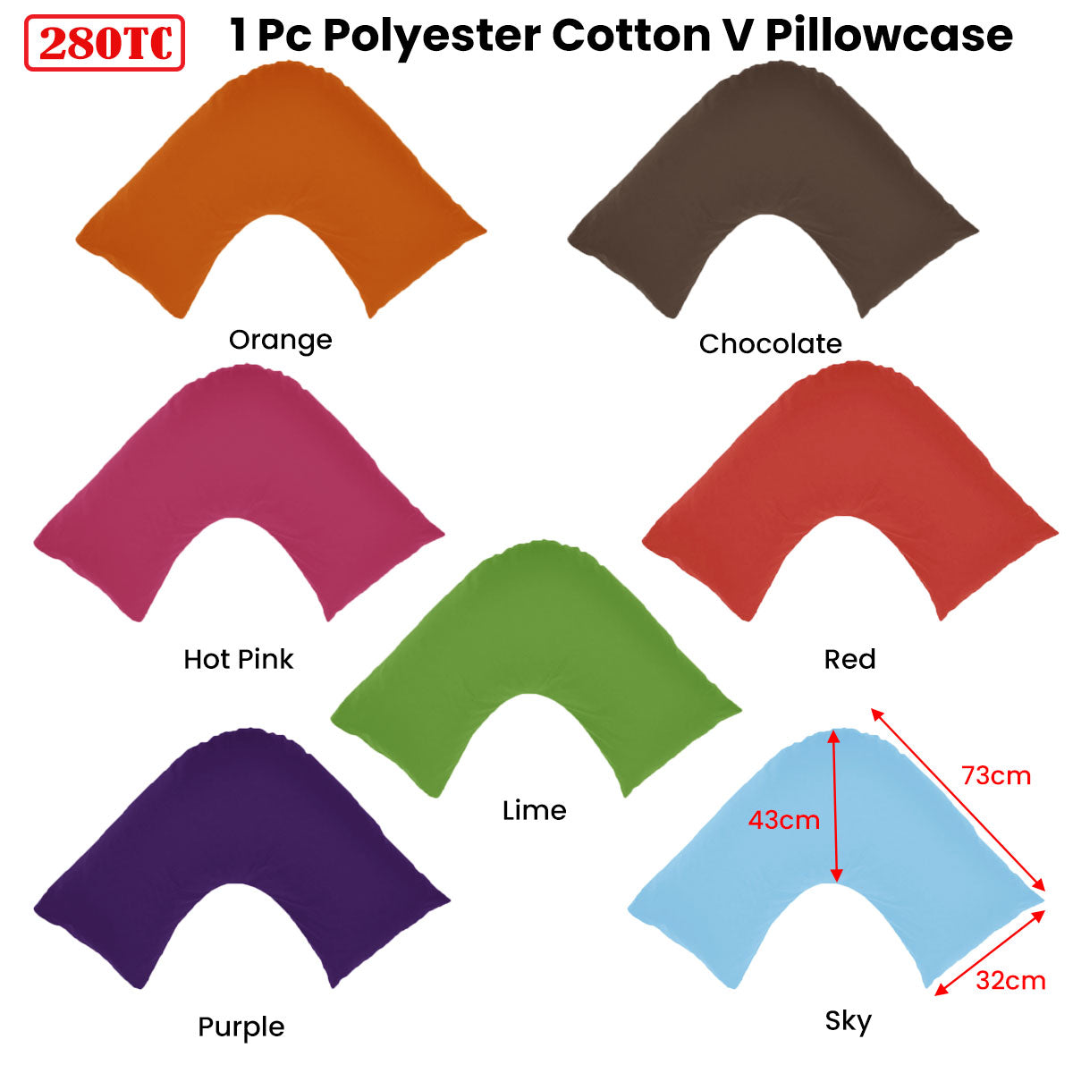 280TC EasyCare Polyester Cotton V Pillowcase Sky - 0