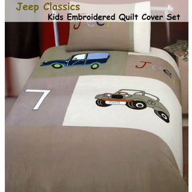 Jeep Classics Embroidered Quilt Cover Set Single - 0