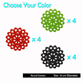Choice Set of 4 Felt Round Table Coasters Red - 0