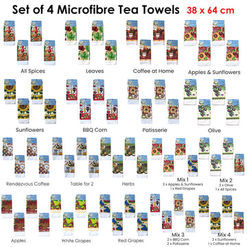Set of 4 Microfibre Printed Tea Towels Coffee at Home - 0