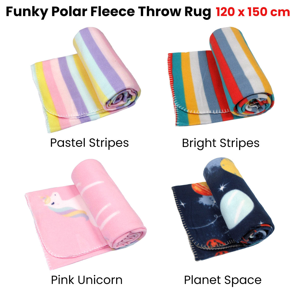 Funky Cute Polar Fleece Throw Rug Pink Unicorn - 0