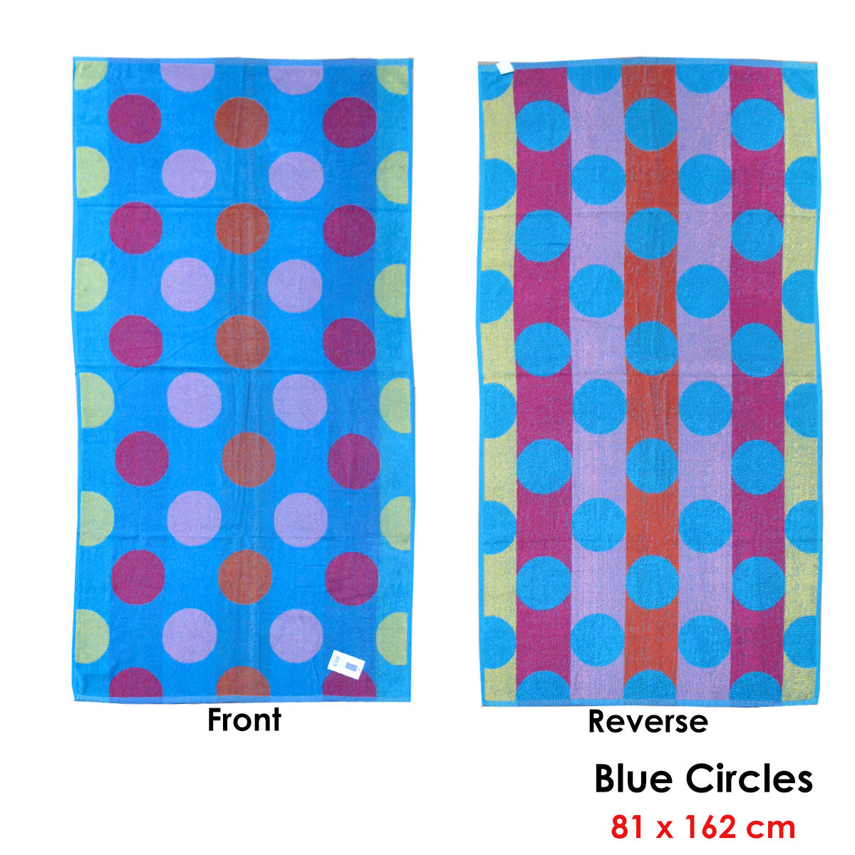 Jacquard Velour Reversible Beach Towel Blue Circles - 0