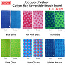 Jacquard Velour Reversible Beach Towel Blue Stars-3