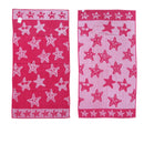 Jacquard Velour Reversible Beach Towel Hot Pink Stars-1