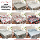 Hotel Living 3 Pce Light Weight Comforter Set Queen/King Corbett Tropical Leaves-3