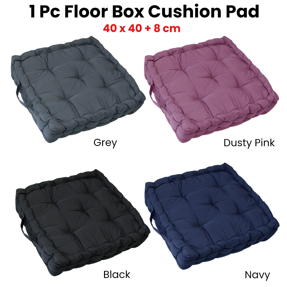 1 Pc Floor Box Cushion Pad 40 x 40+ 8 cm Navy - 0