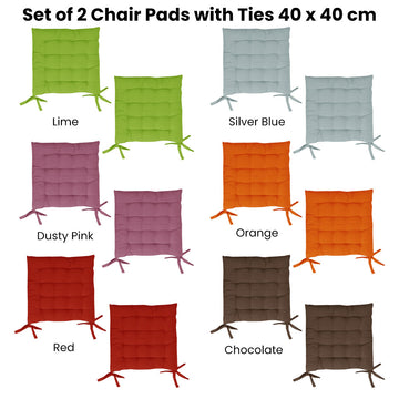 Set of 2 Chair Pads with Ties 40 x 40 cm Dusty Pink - 0