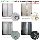 Pair of Sheer Eyelet Curtains Grey with Silver Foils 137 x 213 cm-2