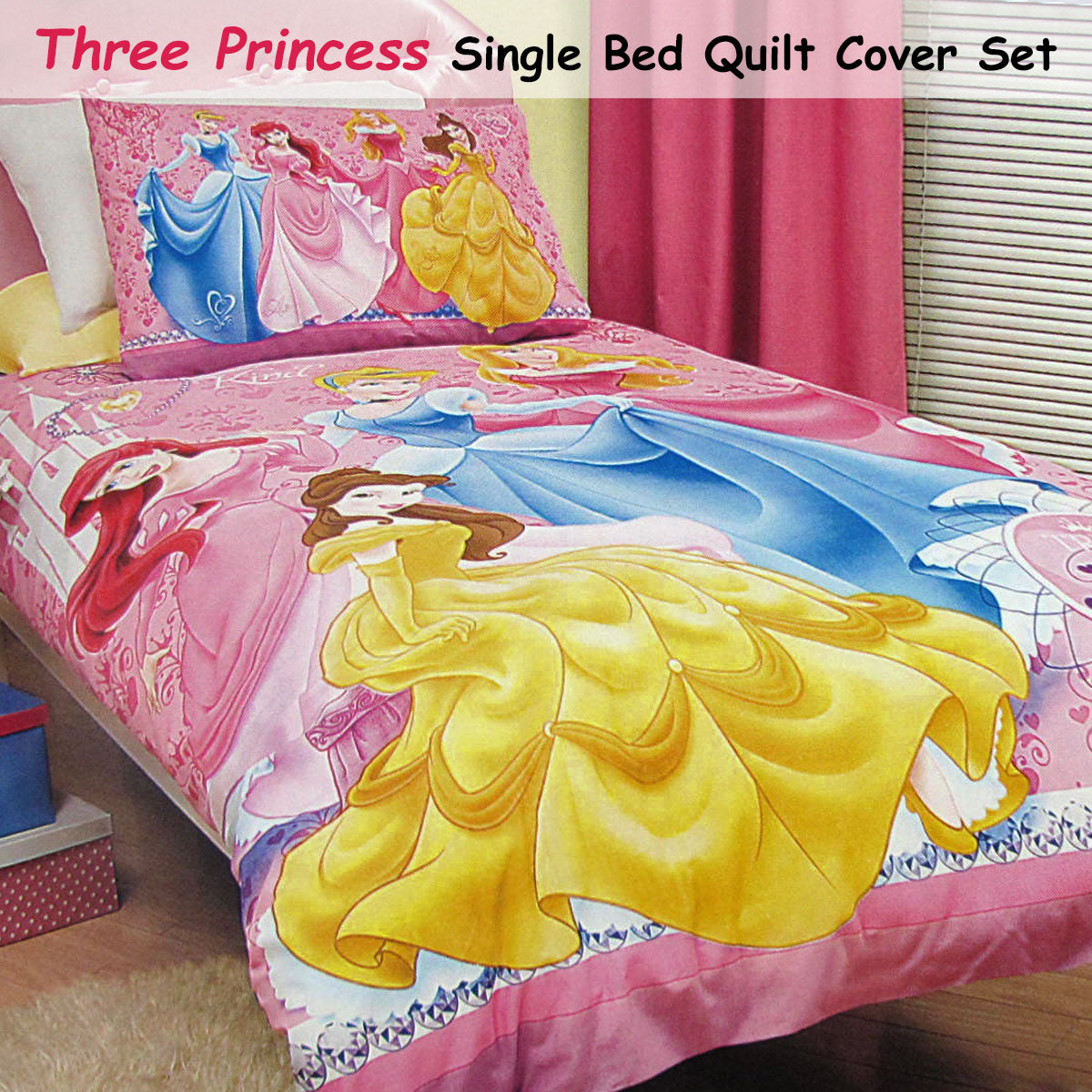 Caprice Disney Three Princesses Licensed Quilt Cover Set Single - 0