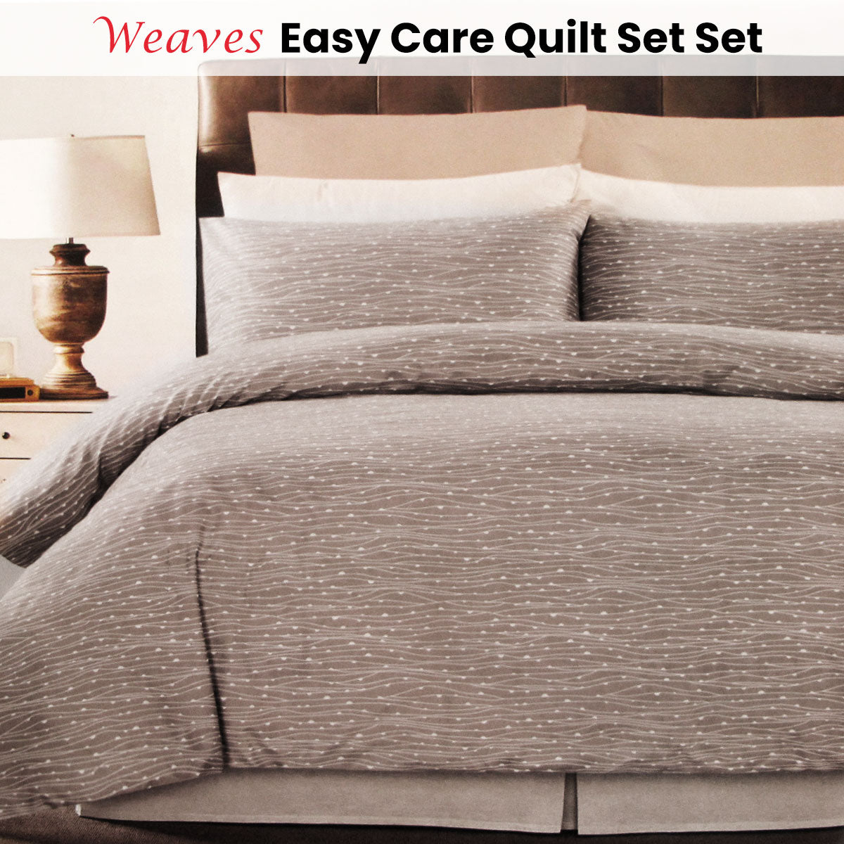 Weaves Coffee Easy Care Quilt Cover Set Double - 0