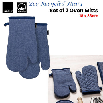 Ladelle Eco Recycled Navy Set of 2 Oven Mitts 18 x 33 cm - 0