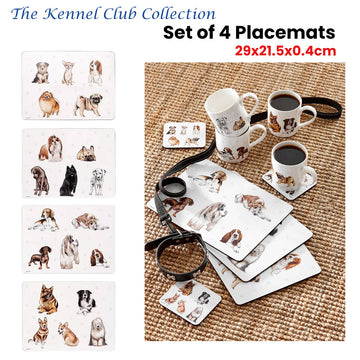 Set of 4 Kennel Club Table Placemats 29x21x0.4 cm - 0