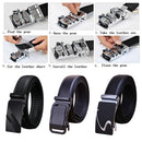Genuine Leather Belt Men's Plate Reversible Buckle Business Dress Belts (Style 01)-3