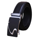 Genuine Leather Belt Men's Plate Reversible Buckle Business Dress Belts (Style 02)-1