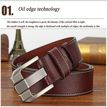 Genuine Leather For Men Pin Buckle Belts Cowskin Casual Belts Business Belt (Brown) - 0
