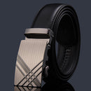 Adjustable Slide Luxury Leather Belt For Men's Automatic Buckle Ratchet Business Dress Belts (FB8501#01)-5