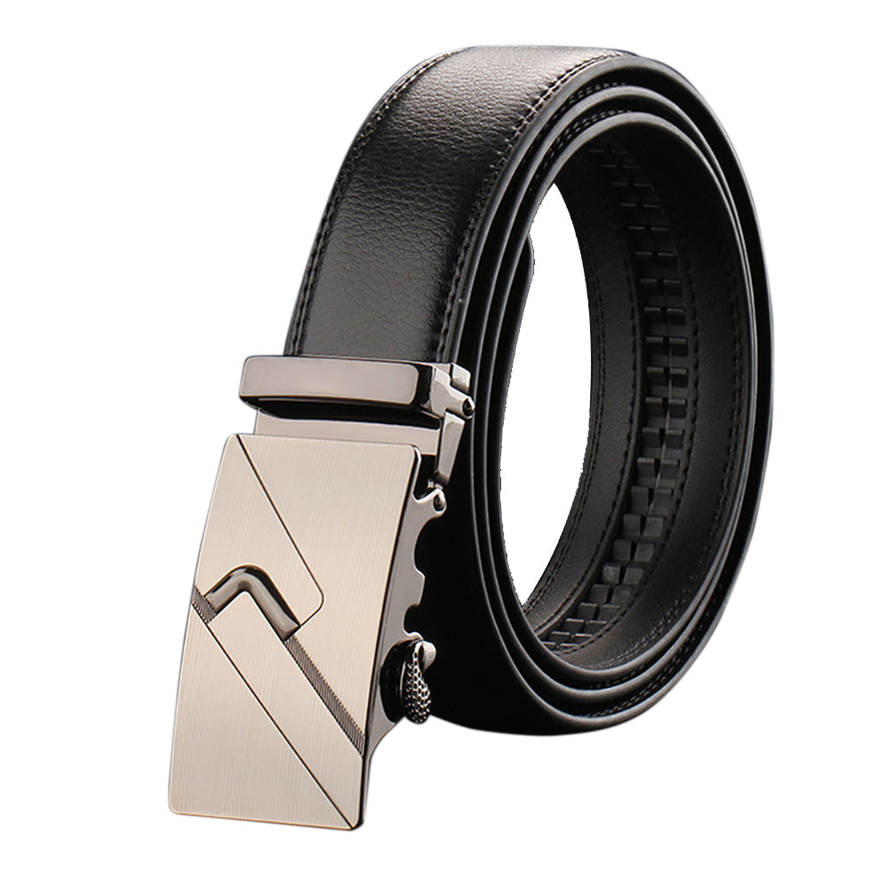 Adjustable Slide Luxury Leather Belt For Men's Automatic Buckle Ratchet Business Dress Belts (FB8503#25)