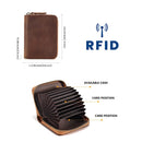 Genuine Leather Large Capacity RFID Anti-magnetic Money Clip Organ Wallets (Brown)-7