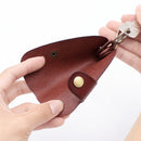 Genuine Leather Wallet Purse Bag Case Holder Key Ring Pouch Bag Safe Hanger (Tan)-5