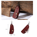 Genuine Leather Wallet Purse Bag Case Holder Key Ring Pouch Bag Safe Hanger (Tan)-6