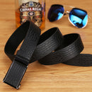 Genuine Cowhide Embossed with Crocodile Pattern Belt  Luxury Business Automatic Belts (Black)-6