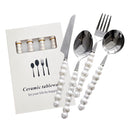 4 Piece Stainless Steel Pearl Handle Flatware Cutlery Set Come with Giftbox-1