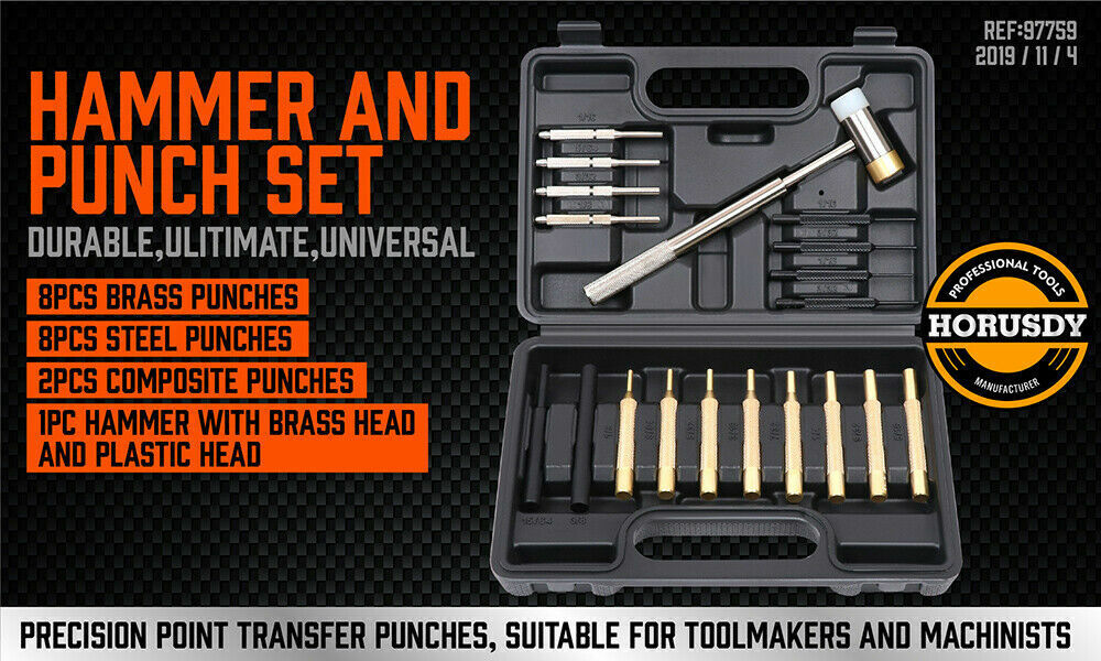 19Pc Hammer & Punch Set Brass / Roll Pin Punch Gun Builder Gunsmith Maintenance - 0