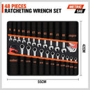 48-Piece Ratchet Wrench Set with Rolling Pouch - Metric SAE Allen Key & Hex Key Spanner Kit-2