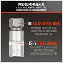 36-Piece Hex Bit Socket Set, SAE and Metric Sizes, S2 Steel Hex Bits, Chrome Vanadium Steel Sockets and Adapters with Storage Case-4