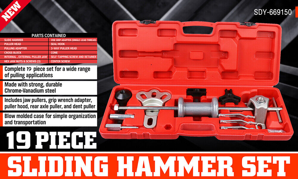 Slide Hammer Tool Kit Dent Puller Wrench Adapter Axle Bearing Hub Auto Repair - 0