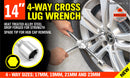 14" Wheel Brace Spanner 4-way Cross Wrench Car Tyre Nut 17 19 21 23mm Socket-2