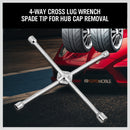 20” Wheel Brace Spanner 4-way Cross Wrench Car Tyre Nut 17 19 21 23mm Socket-4