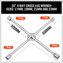 20” Wheel Brace Spanner 4-way Cross Wrench Car Tyre Nut 17 19 21 23mm Socket-8