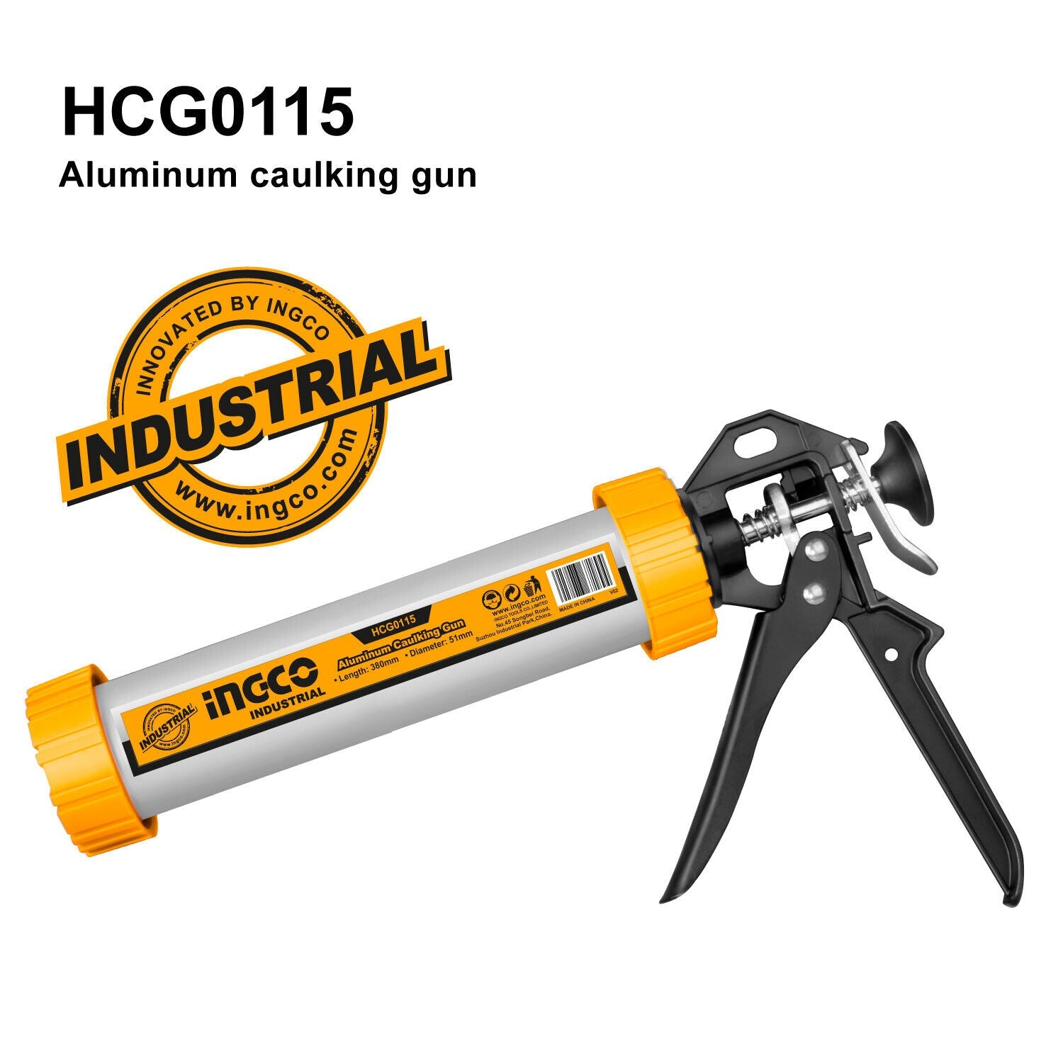 INGCO Aluminum Caluking Gun 9"/12"/15"  Sausage Sealing Silicone Sealant Glue