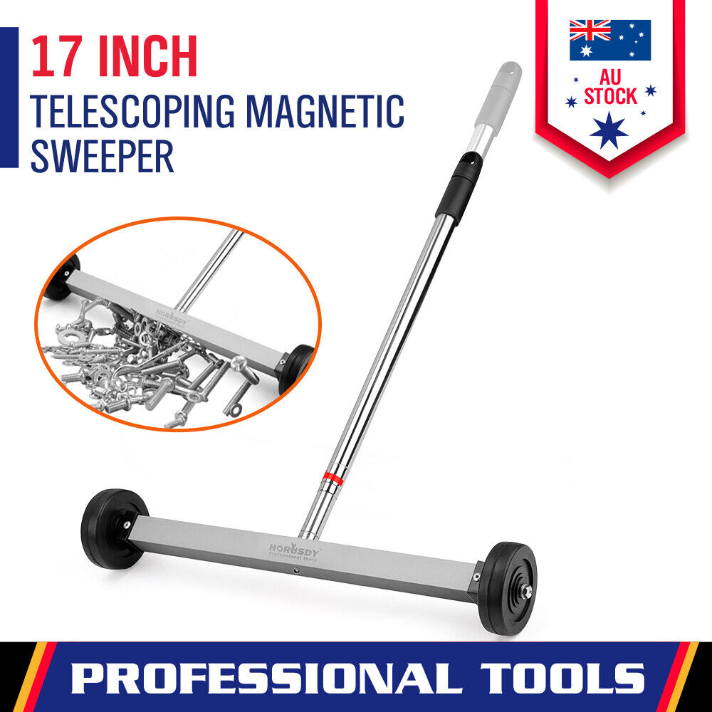 17inch Telescoping Magnetic Sweeper Magnet Broom Rolling Pick Up 8.8Lbs Portable - 0